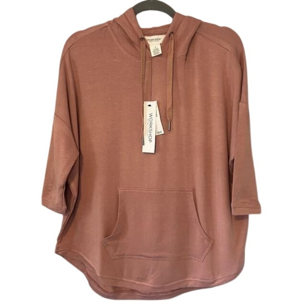 Workshop Republic Clothing‎ Thistle Mauve 3/4 Sleeve Hoodie Sweatshirt Small NWT